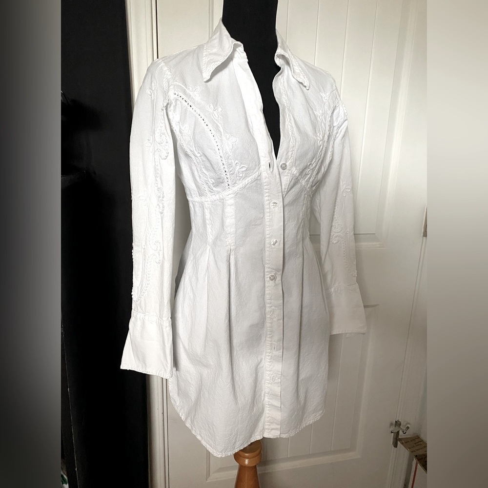 White Tunics Button Down Blouse - image 4
